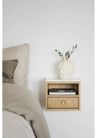 Natúr színű éjjeliszekrény márvány dekoros asztallappal Whitmore – Rowico