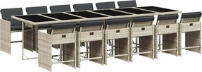 vidaXL 13 részes szürke polyrattan kerti étkezőgarnitúra párnákkal