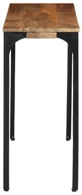 barna tömör mangófa és vas konzolasztal 110 x 35 x 76 cm