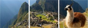 Kép - Láma és Machu Picchu (órával) (90x30 cm)