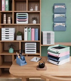 Fali rendszerező, 1 rekeszes, fekvő, 38,2x28,9x7,2 cm, EXACOMPTA Autentik, kékesszürke (EX61170D)