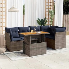 6 részes szürke polyrattan kerti ülőgarnitúra párnákkal