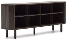 Sötétbarna alacsony komód tolóajtóval, kőrisfa dekorral 180x75 cm Mailen – Kave Home