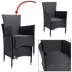 Casaria® Rattan erkélygarnitúra Berlin 2+1