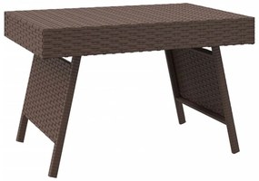 barna összecsukható polyrattan kisasztal 60 x 40 x 38 cm