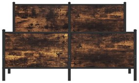 füstös tölgy színű fém ágykeret matrac nélkül 160 x 200 cm