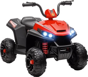 AIYAPLAY 12V Akkumulátoros Gyerek Elektromos Quad 3 Éves Kortól 5 km/h Sebességgel, Fényszórókkal, MP3 Zenével, Előre/Hátra, 30 kg Teherbírással Piros