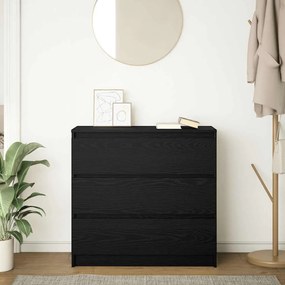 fekete tölgy szerelt fa tálalószekrény 80x35x76 cm