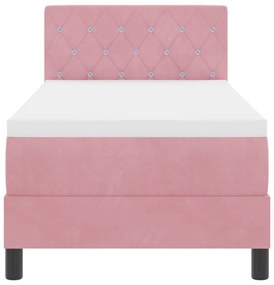 Boxspring Ágy Mattal és LED Rózsaszín 80x200 cm Bársonyos