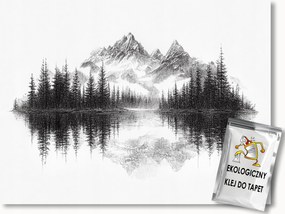 Fotótapéta Flizelina Grafika Tájkép Hegyek Tó Fák B&amp;w 152,5x104 ragasztó