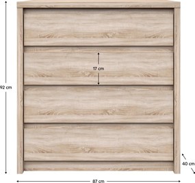 Komód 4S, sonoma tölgy, NORTY TYP 21