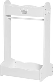 HOMCOM Gyermek Kabáttartó Polcokkal és Oldalsó Kampókkal, Fa Bútor Gyermek Szobába, 70.5x37x103cm, Fehér | Aosom
