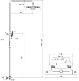 Ravak X070164 - TERMO termosztátos zuhanyszett, fényes króm