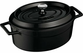 LAVA Metal Öntöttvas ovális fazék, fekete, 4,8 l,átmérő 29 cm