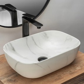 készlet Pultos mosdó Belinda marble matt + Fürdőszobai csaptelep Mayson black matt + Dugó black matt