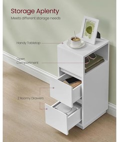 Éjjeliszekrény  2 fiókkal, nyitott rekesszel balra vagy jobbra szerelhető, felhő fehér