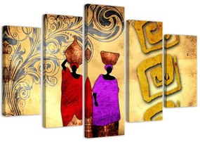 Gario Vászonkép Afrikai nok kancsókkal - 5 részes Méret: 100 x 70 cm