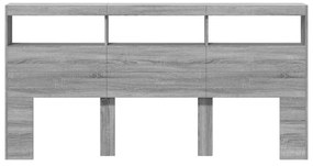 szürke sonoma színű áthidalószekrény LED-ekkel 200 x 17 x 102cm
