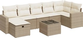 vidaXL 8 részes bézs polyrattan kerti ülőgarnitúra párnával