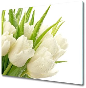 Üveg vágódeszka fehér tulipán 60x52 cm