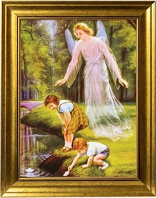 Őrangyal Vallásos Kép Arany Díszített Keretben 30X40