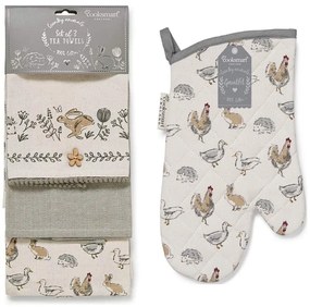 Konyharuha és edényfogó szett 4 db-os Country Animals – Cooksmart ®