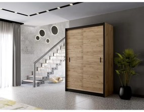 SAPHIRA tolóajtós gardrób 150x215 cm, craft tölgy kivitel