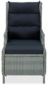 világosszürke dönthető polyrattan kerti szék lábzsámollyal