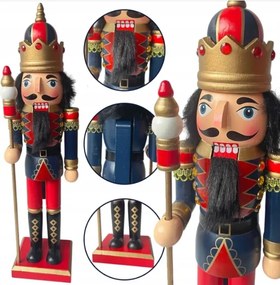 Karácsonyi Diótörő figura 38CM, gránátkék-piros