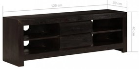 sötétbarna tömör akácfa TV-szekrény 120 x 30 x 40 cm
