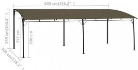 tópszínű kerti napellenző 6 x 3 x 2,55 m