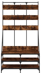 füstös tölgy színű ruhafogas cipőpolccal 100x40x184 cm