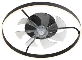 Mennyezeti ventilátor fekete 70 cm LED-del, fényerőszabályzóval és távirányítóval - Maddy