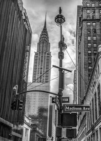 Poszter 50x70cm New York város alaprajza Chrysler 2 épülettel, Assaf Frank