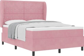 vidaXL Boxrugós ágy matracmal Rózsaszín 190 x 140 cm Poliészter