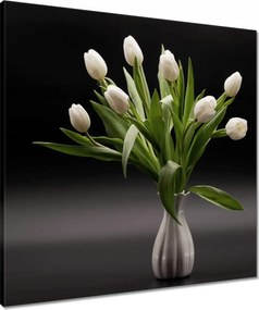 Vászonkép 60x60 Fehér tulipánok vázában