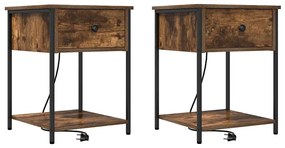 Éjjeliszekrény 2 pcs Füstölt tölgy 42 x 41 x 56 cm Faanyag