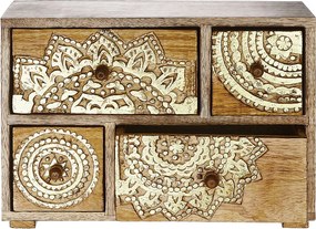 BALI mangófa tárolódoboz fiókokkal, 29 x 22 cm
