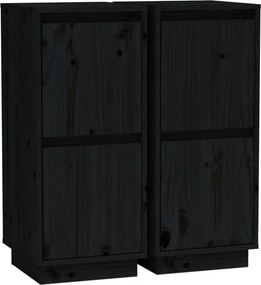 vidaXL 2 db fekete tömör fenyőfa tálalószekrény 31,5 x 34 x 75 cm