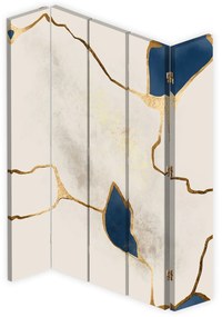 Gario Paraván Kék-arany vonalakkal Méret: 180 x 170 cm, Kivitelezés: Forgó paraván 360°