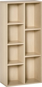 HOMCOM Fa Könyvespolc 7 Tárolórekesszel - 50x24x106 cm - Tölgy | Aosom
