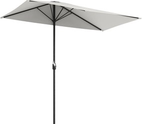 Outsunny Függőleges Fél Napernyő 230x130x245 cm Fali Napernyő Kurbel UV 30+ Védelemmel Vízálló Teraszra Kertbe Krémszínű | Aosom