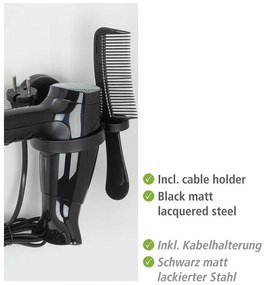 Static-Loc® Pavia fekete fali hajszárító tartó - Wenko