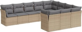 vidaXL 10 részes bézs polyrattan kerti ülőgarnitúra párnával