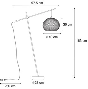 Keleti kültéri állólámpa bambuszból IP44 - Rafael
