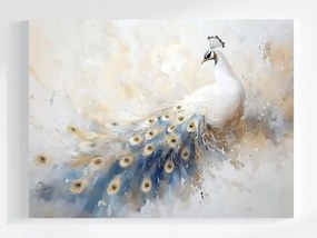 Canvas Vászonkép Elegáns Páva Fehér Tollak Glamour Art 80x60