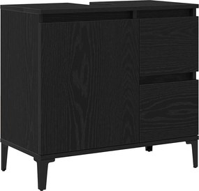 vidaXL Fürdőszoba Székény fiókkal Fekete tölgy 65 x 33 x 60 cm Faanyag