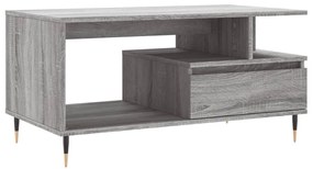 Szürke sonoma szerelt fa dohányzóasztal 90x49x45 cm