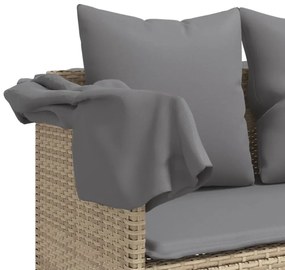 bézs polyrattan napozóágy párnával