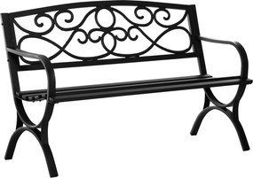 Outsunny 2 személyes kertibútor pad háttámlával és karfával, vintage stílusú teraszhoz, erkélyhez, kültéri használatra, 240 kg terhelhetőség, öntött v